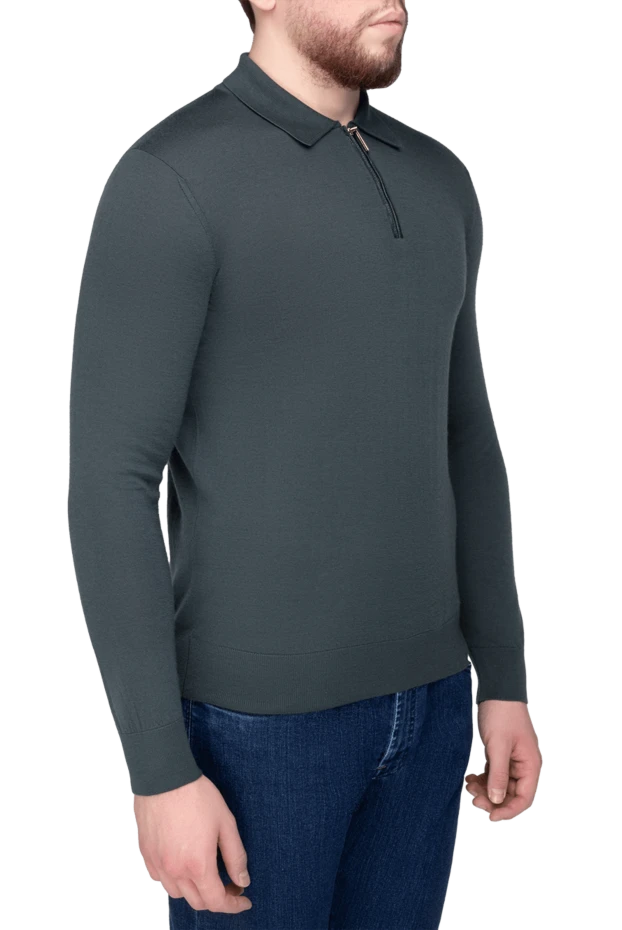 Stefano Ricci поло з довгим рукавом із кашеміру та шовку чоловіче зелене 175657 - фото 3