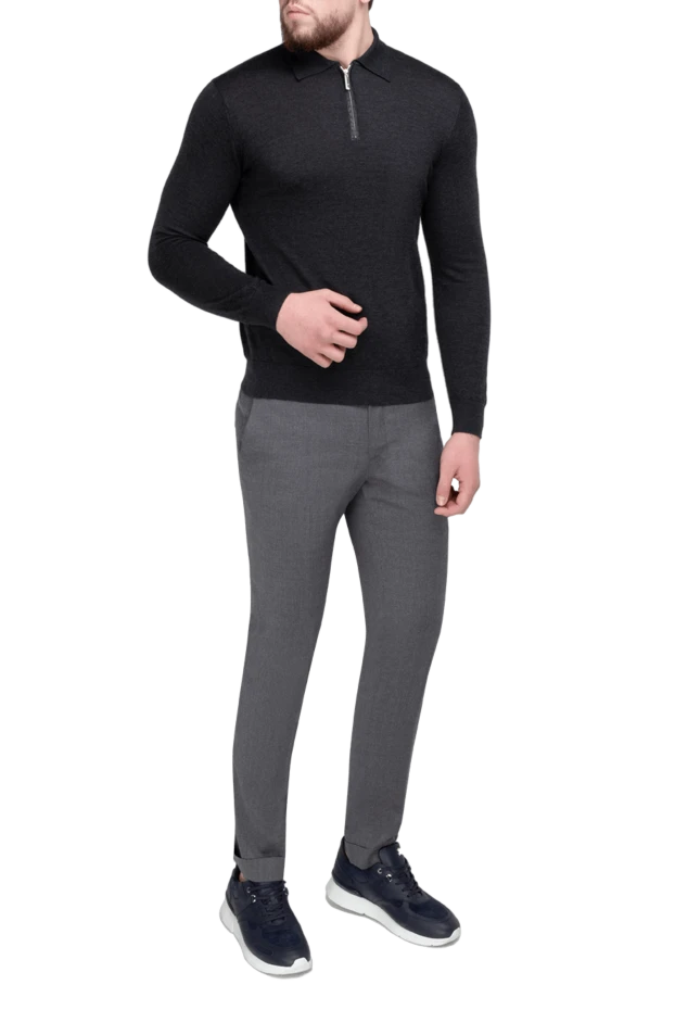 Stefano Ricci поло з довгим рукавом з кашеміру та шовку чоловіче сіре 175659 - фото 2