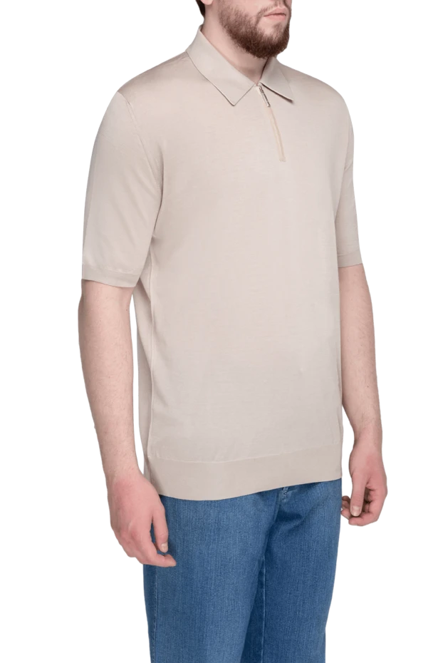 Stefano Ricci long sleeve silk polo for men beige 175661 - photo 3
