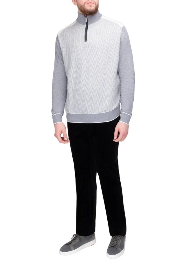 Stefano Ricci тройер із кашеміру та шовку чоловічий сірий 175666 - фото 2