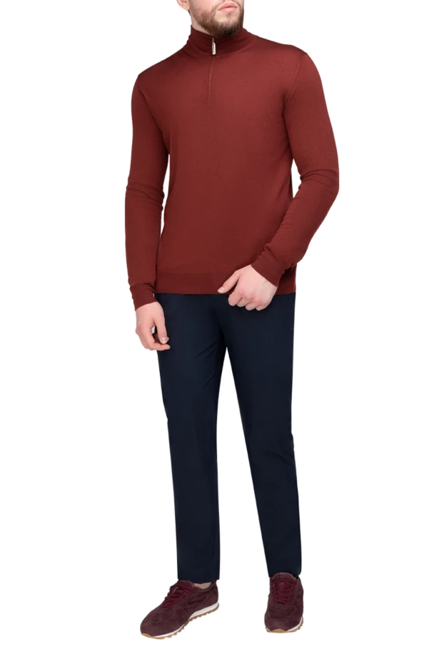 Stefano Ricci тройер із кашеміру та шовку чоловічий бордовий 175667 - фото 2