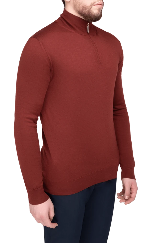 Stefano Ricci тройер із кашеміру та шовку чоловічий бордовий 175667 - фото 3