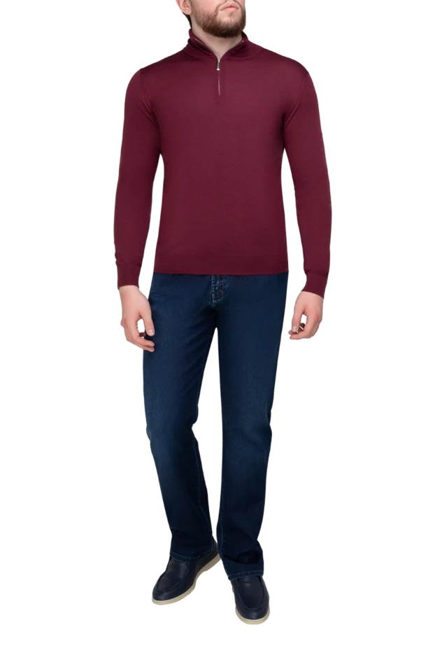 Stefano Ricci cashmere and silk tee for men burgundy 175670 - photo 2