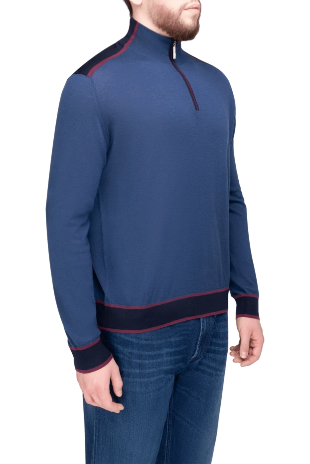 Stefano Ricci тройер із кашеміру та шовку чоловічий синій з контрастною окантовкою 175674 - фото 3