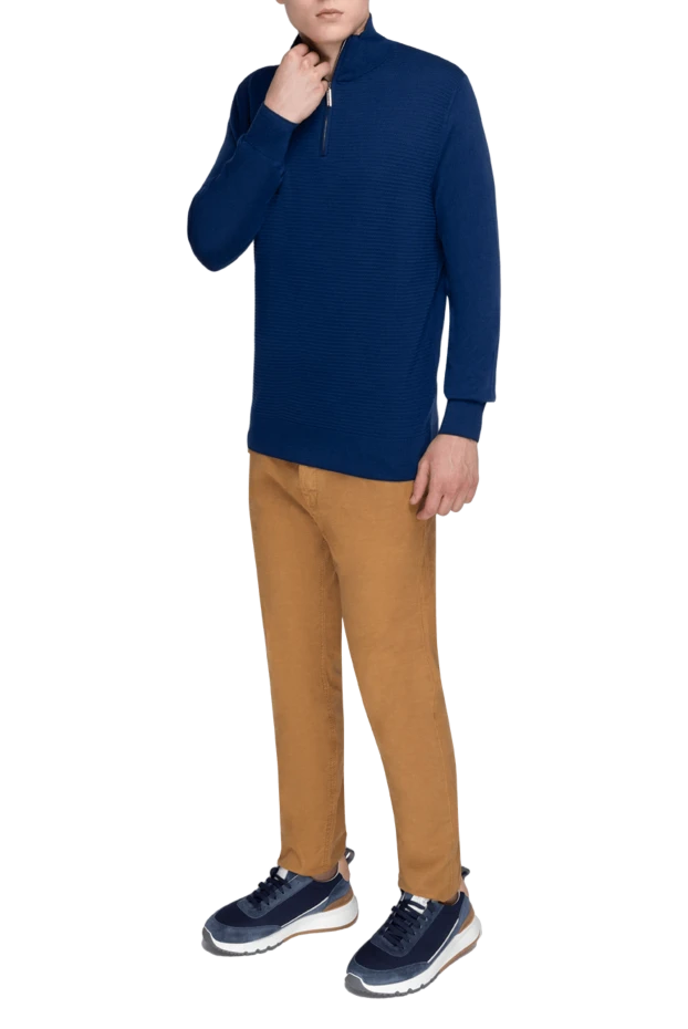 Stefano Ricci blue wool troyer with a textured knit and zipper. 175677 - photo 2