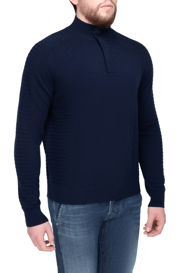 Stefano Ricci троєр з м'якого трикотажу темно-синього відтінку з рельєфними вставками 175681 - фото 3