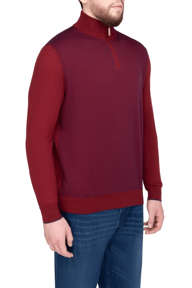 Stefano Ricci тройер з кашеміру та шовку чоловічий червоний на блискавці 175683 - фото 3