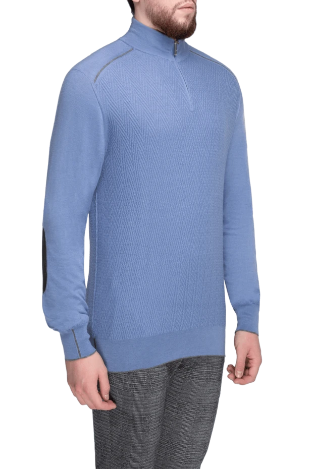 Stefano Ricci тройер напівзип із тонкої вовни з візерунком ялинка 175689 - фото 3