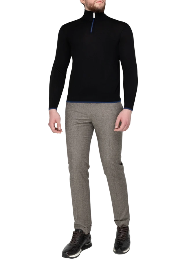 Stefano Ricci тройер із кашеміру та шовку чоловічий чорний на блискавці 175694 - фото 2