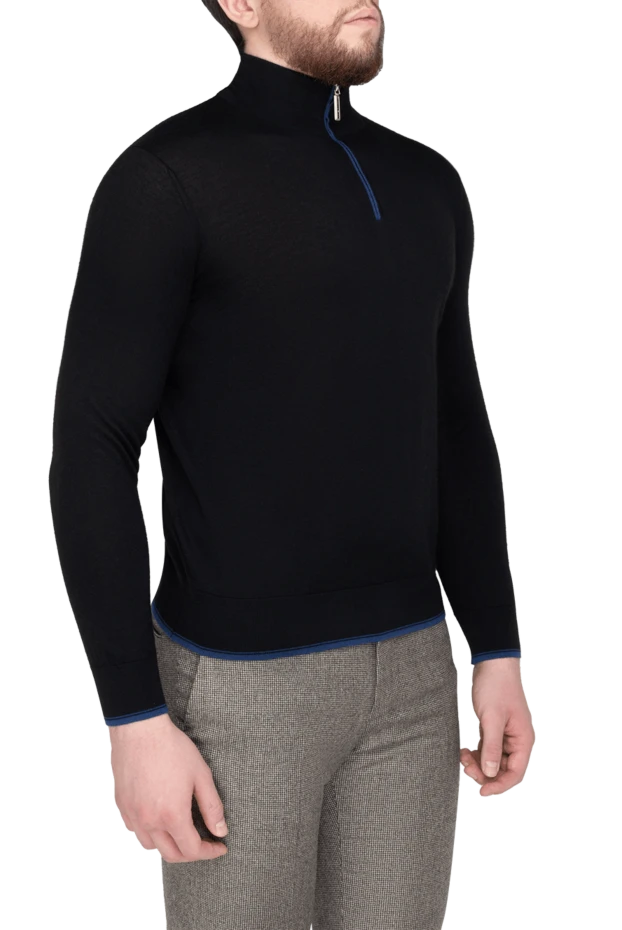 Stefano Ricci тройер із кашеміру та шовку чоловічий чорний на блискавці 175694 - фото 3