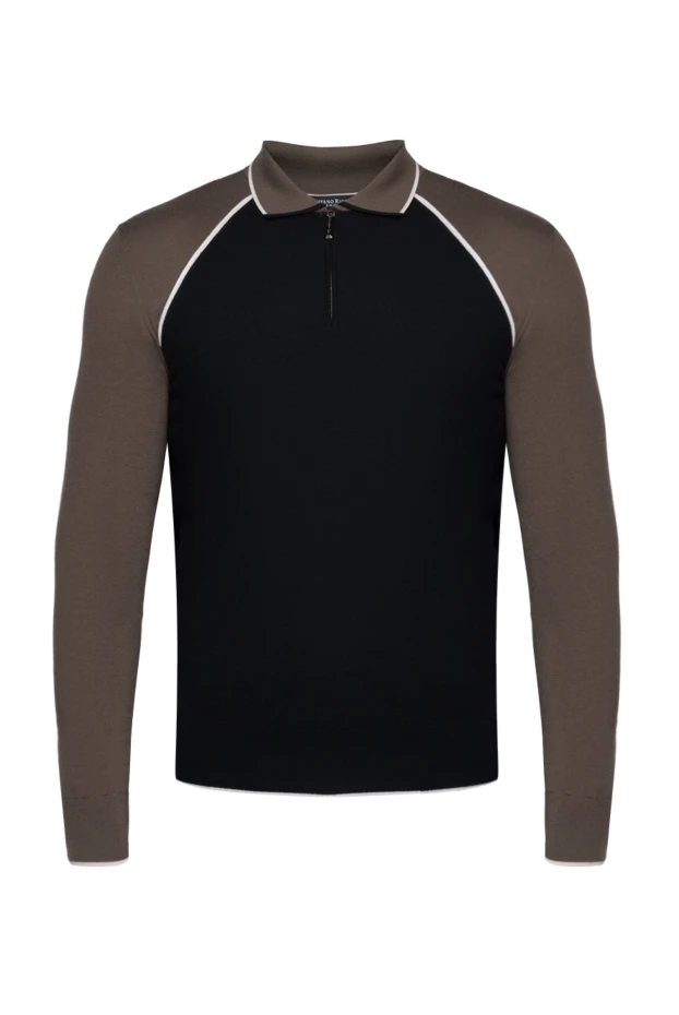 Stefano Ricci long sleeve polo shirt made of cashmere and polyester for men black 175701 - photo 1