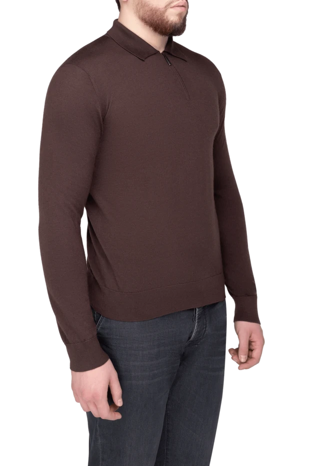 Stefano Ricci long sleeve cashmere and silk polo for men black 175702 - photo 3