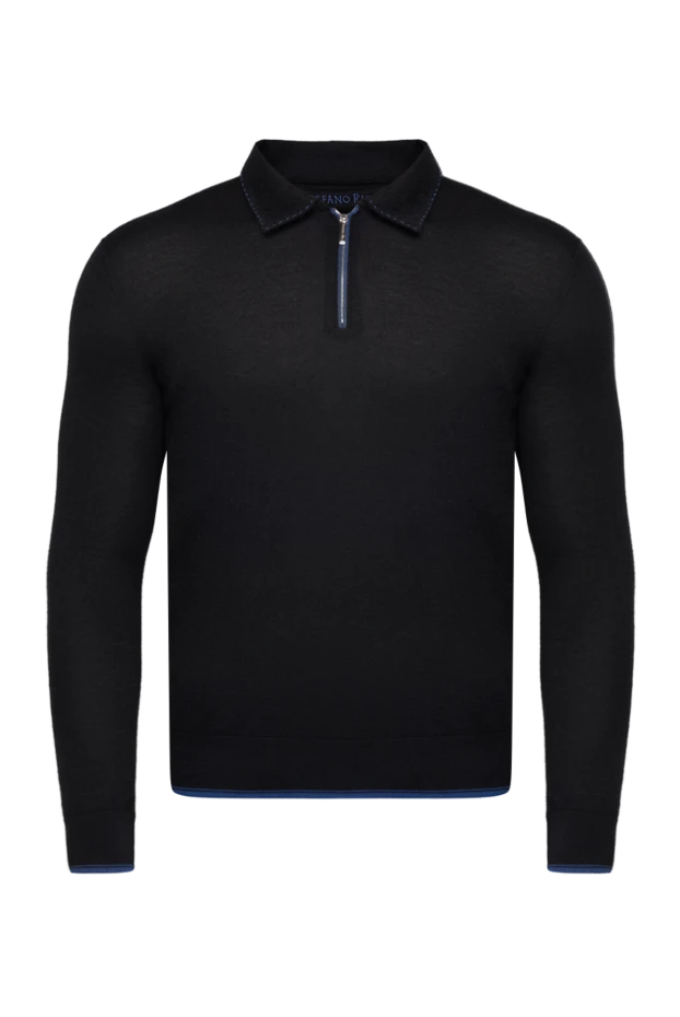 Stefano Ricci long sleeve cashmere and silk polo for men black 175707 - photo 1