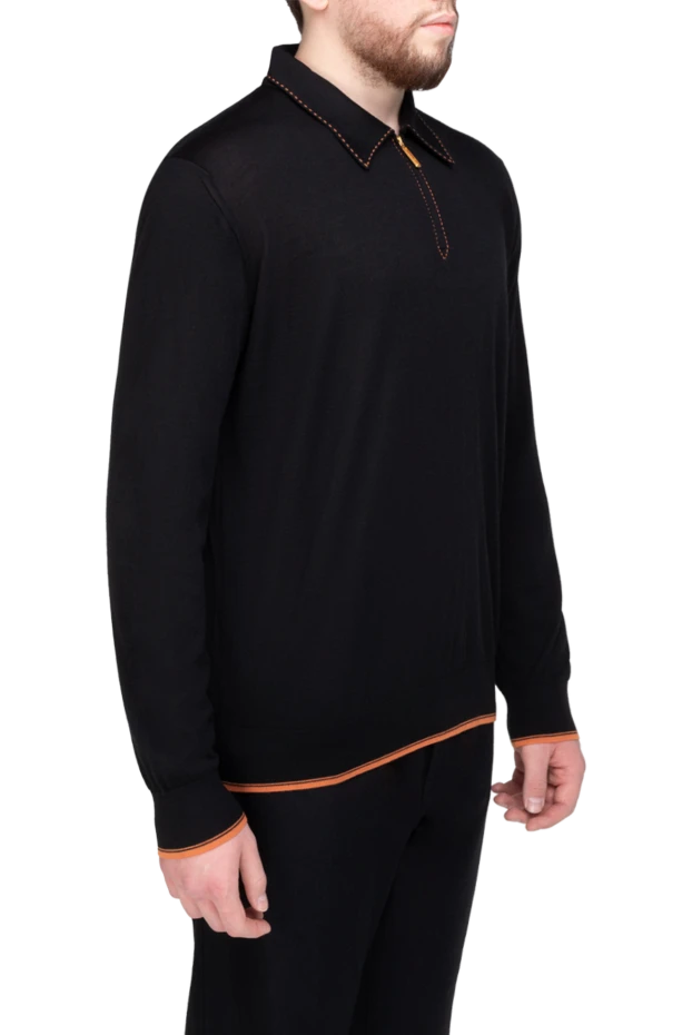 Stefano Ricci long sleeve cashmere and silk polo for men black 175710 - photo 3