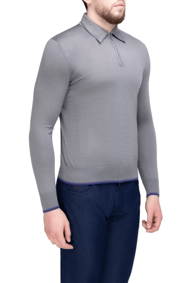 Stefano Ricci long sleeve cashmere and silk polo for men gray 175711 - photo 3