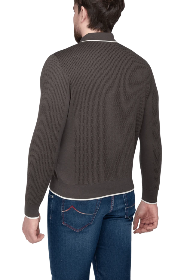 Stefano Ricci men's brown long sleeve polo shirt with contrast trim 175712 - photo 3