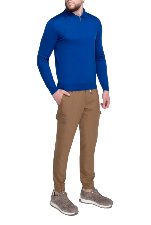 Stefano Ricci поло з довгим рукавом із кашеміру та шовку чоловіче синє 175713 - фото 2