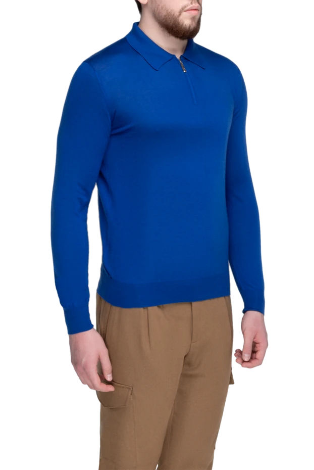 Stefano Ricci поло з довгим рукавом із кашеміру та шовку чоловіче синє 175713 - фото 3