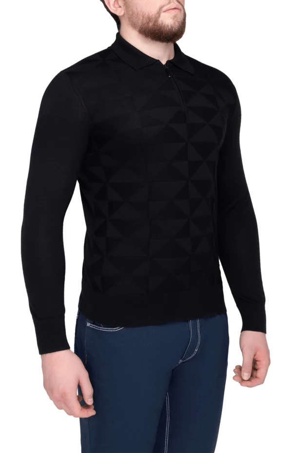 Stefano Ricci поло з довгим рукавом із кашеміру та шовку чоловіче чорне 175715 - фото 3