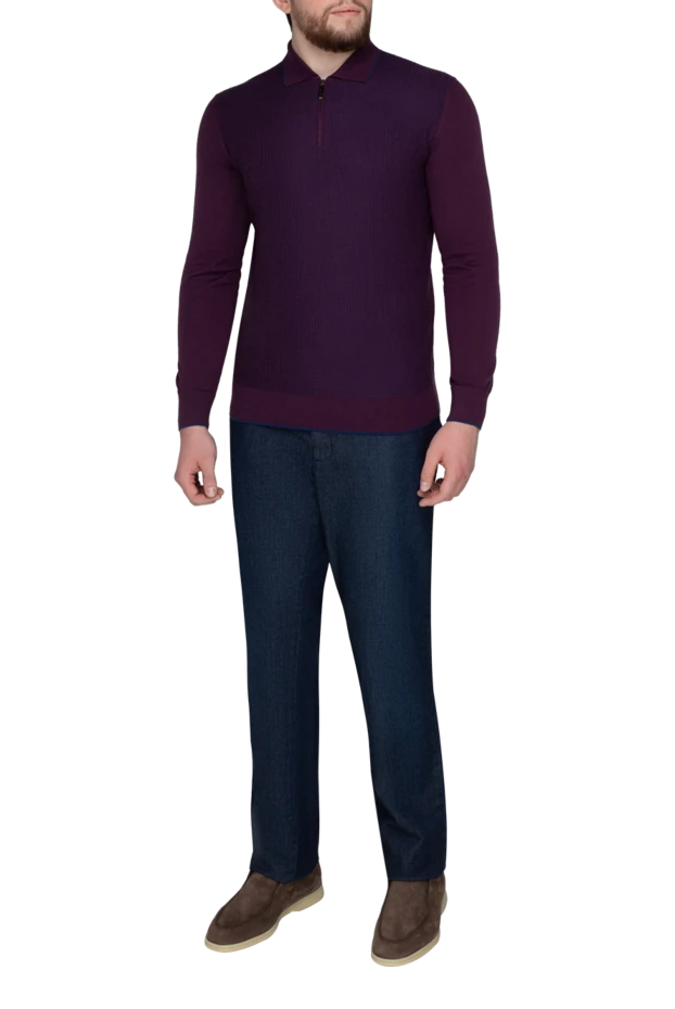Stefano Ricci long sleeve cashmere and silk polo for men purple 175716 - photo 2