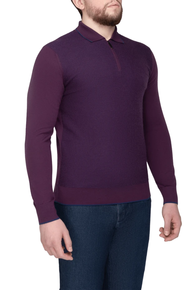 Stefano Ricci long sleeve cashmere and silk polo for men purple 175716 - photo 3