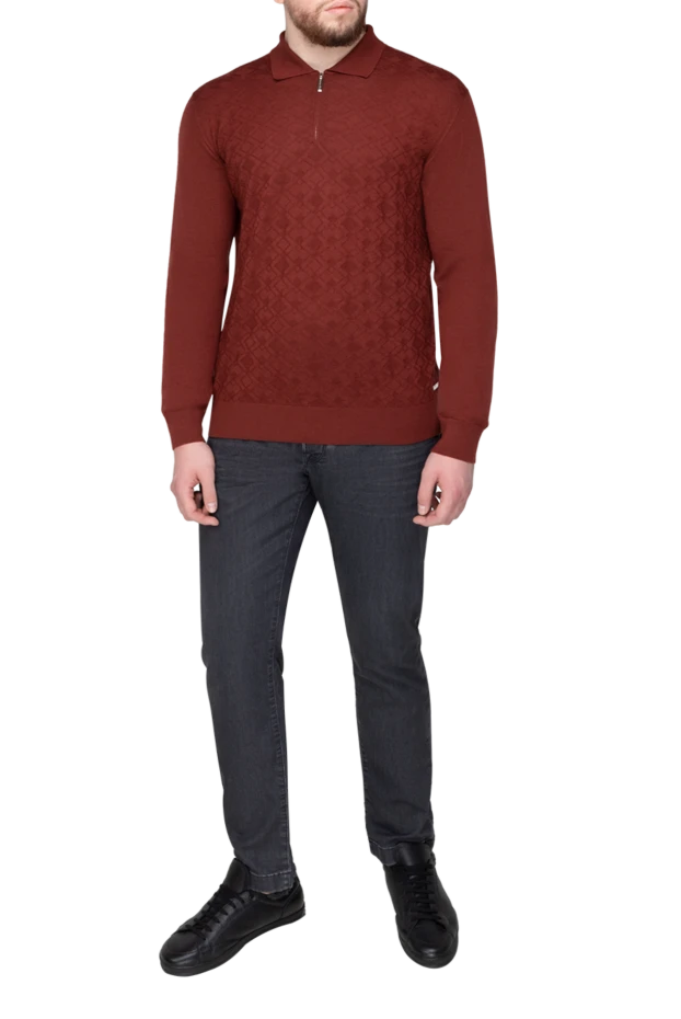 Stefano Ricci поло с длинным рукавом из кашемира и шелка мужское красное с длинным рукавом 175718 - фото 2