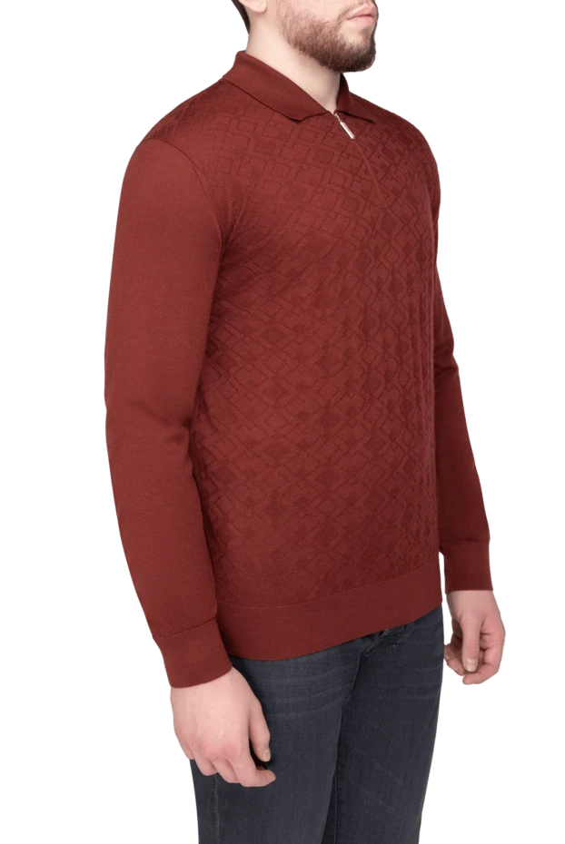 Stefano Ricci поло с длинным рукавом из кашемира и шелка мужское красное с длинным рукавом 175718 - фото 3