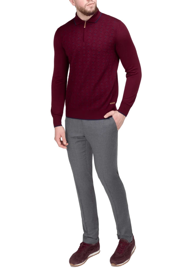 Stefano Ricci поло з довгим рукавом з кашеміру та шовку чоловіче червоне 175719 - фото 2