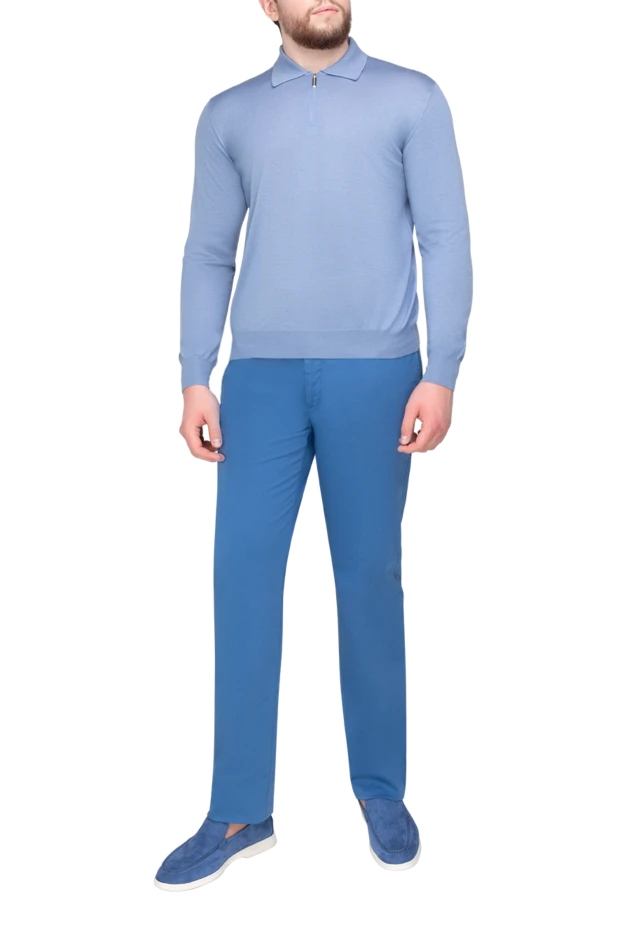 Stefano Ricci long-sleeved cashmere and silk polo for men blue 175720 - photo 2
