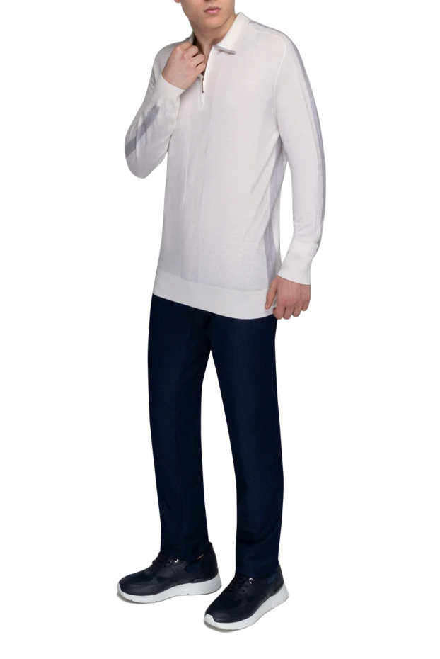 Stefano Ricci поло з довгим рукавом з кашеміру та шовку чоловіче біле 175725 - фото 2