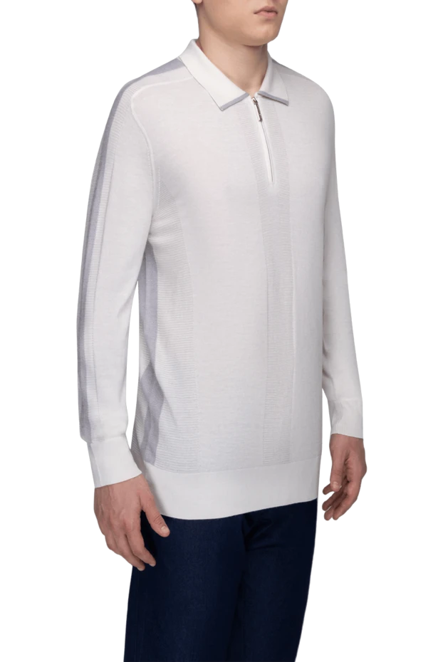 Stefano Ricci поло з довгим рукавом з кашеміру та шовку чоловіче біле 175725 - фото 3