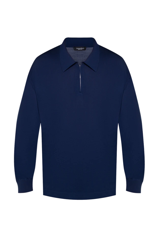 Stefano Ricci men's long sleeve cashmere and silk polo, dark blue 175726 - photo 1