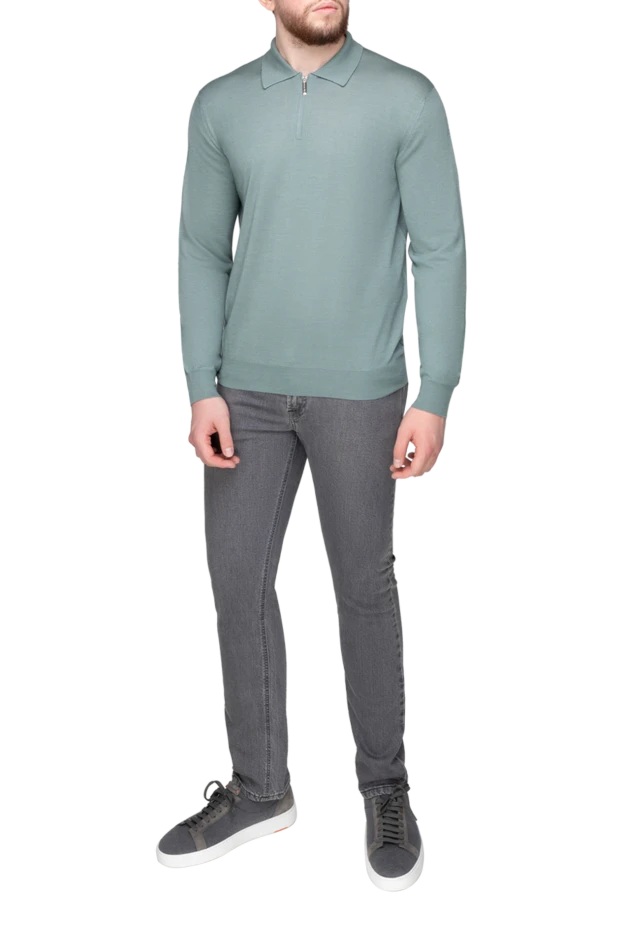 Stefano Ricci поло з довгим рукавом із кашеміру та шовку чоловіче зелене 175729 - фото 2