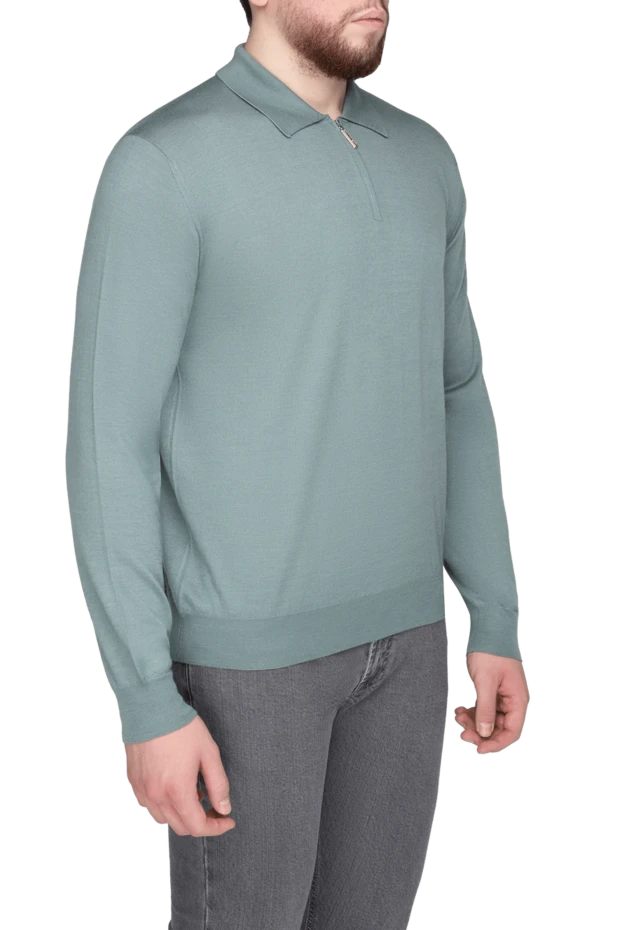Stefano Ricci поло з довгим рукавом із кашеміру та шовку чоловіче зелене 175729 - фото 3