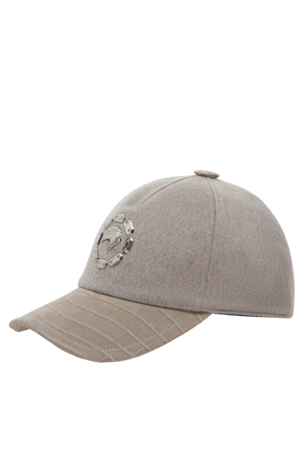 Stefano Ricci beige men's cashmere and alligator leather cap 175731 - photo 3