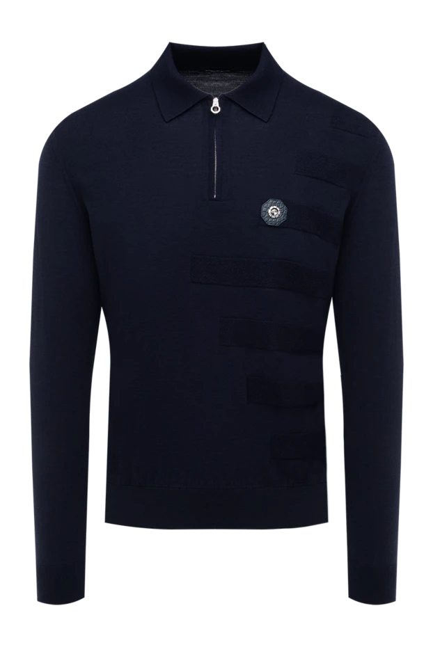 Stefano Ricci поло з довгим рукавом із вовни чоловіче синє 175735 - фото 1