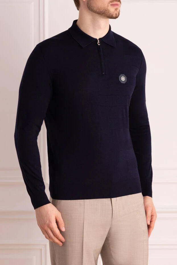 Stefano Ricci поло з довгим рукавом із вовни чоловіче синє 175735 - фото 3