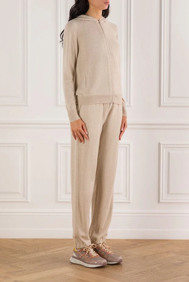 Loro Piana casual beige cashmere bomber jacket with trousers merano women 175756 - photo 3