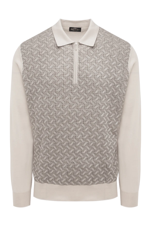 Cesare di Napoli man men's long sleeve cashmere and silk polo, beige 175805 - photo 1