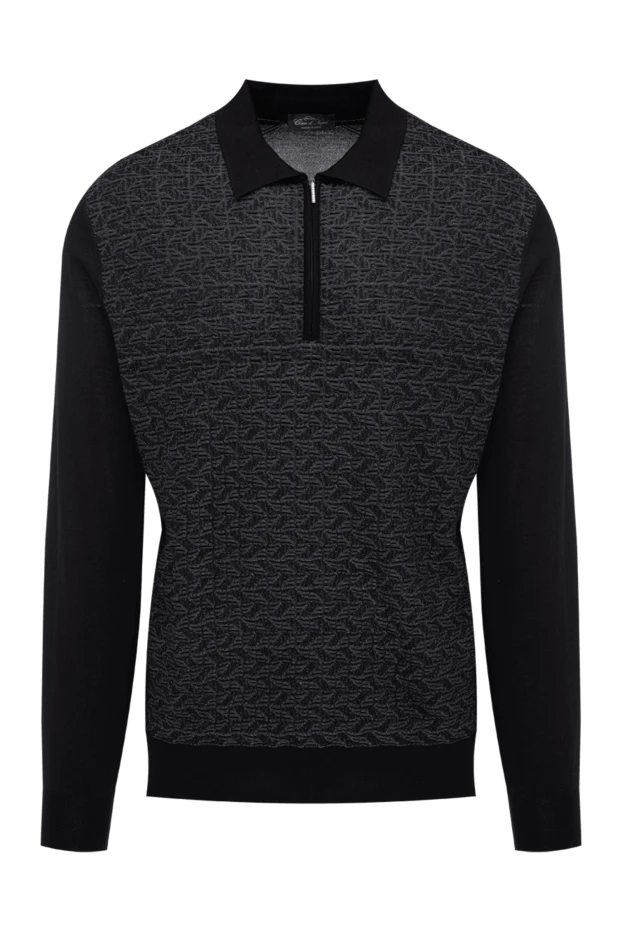 Cesare di Napoli man men's black long sleeve cashmere and silk polo 175808 - photo 1