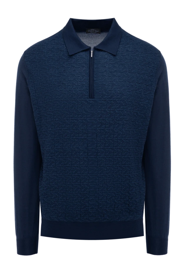 Cesare di Napoli man men's blue long sleeve cashmere and silk polo buy with prices and photos 175809 - photo 1