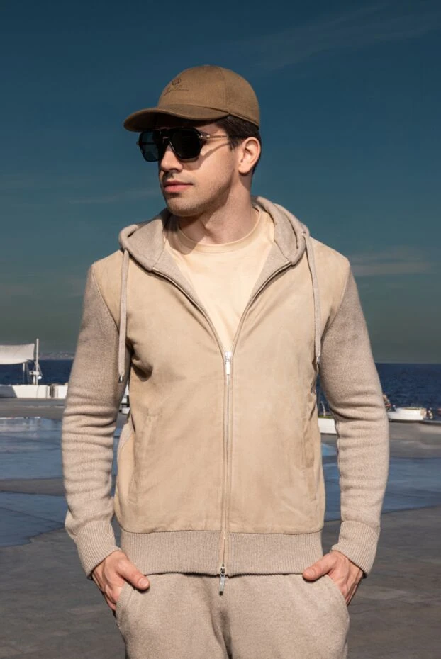 Спортивный бежевый костюм на молнии из шерсти, вискозы и кашемира - фото 2