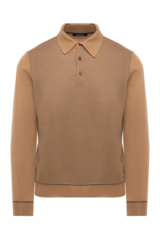 Long sleeve cashmere and silk polo for men brown - photo 1