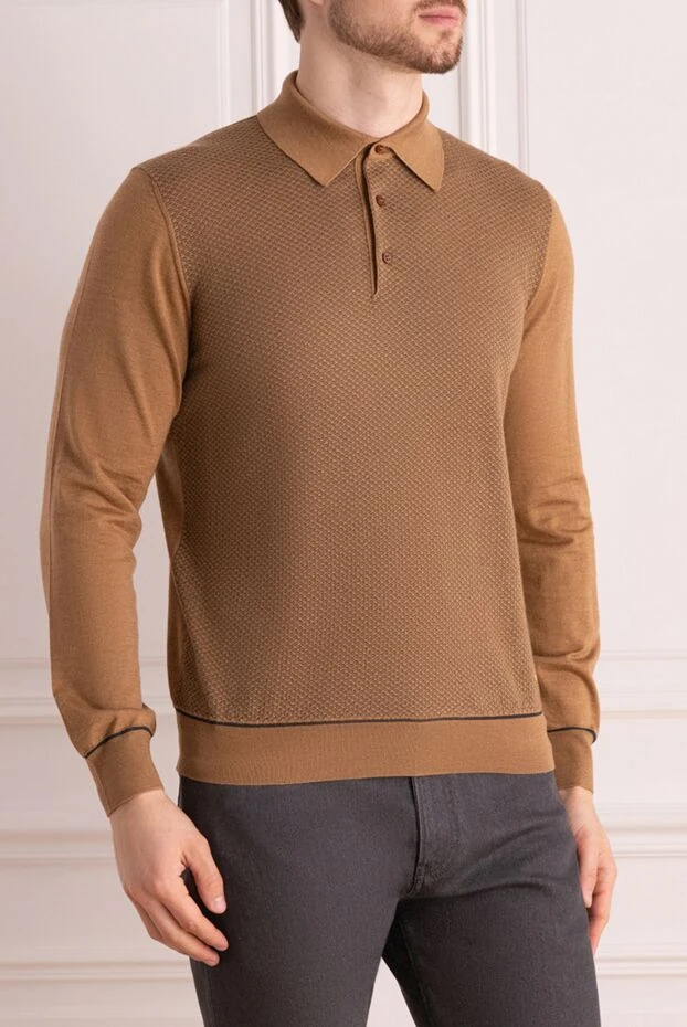 Stefano Ricci long sleeve cashmere and silk polo for men brown 175820 - photo 3