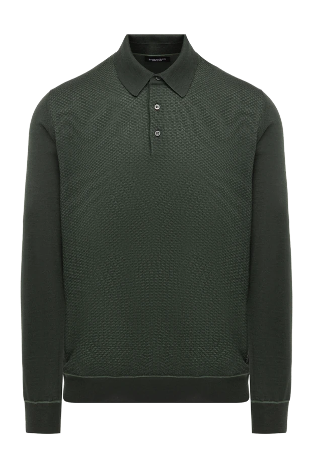 Поло с длинным рукавом из кашемира и шелка мужское зеленое с длинным рукавом - фото 1