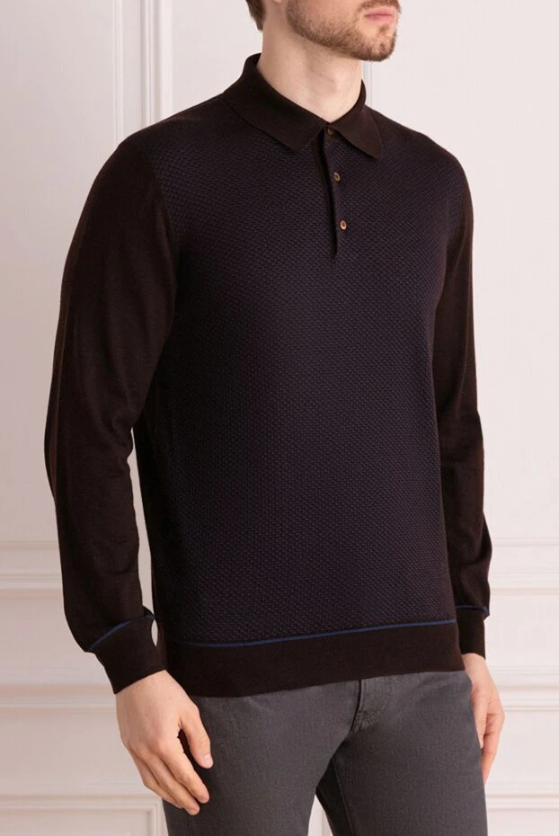 Stefano Ricci long sleeve cashmere and silk polo for men brown 175822 - photo 3