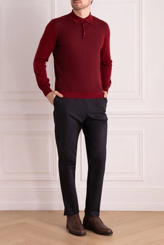 Stefano Ricci long sleeve cashmere and silk polo shirt for men red 175823 - photo 2