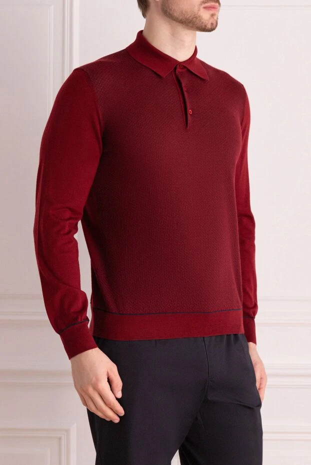 Stefano Ricci long sleeve cashmere and silk polo shirt for men red 175823 - photo 3