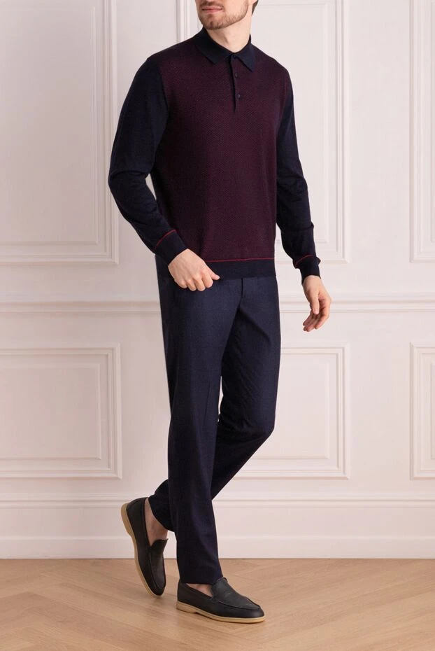 Stefano Ricci long-sleeved cashmere and silk polo for men blue 175824 - photo 2