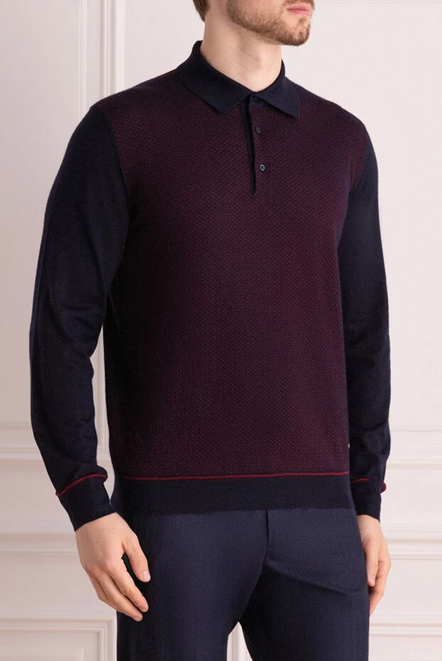 Stefano Ricci long-sleeved cashmere and silk polo for men blue 175824 - photo 3